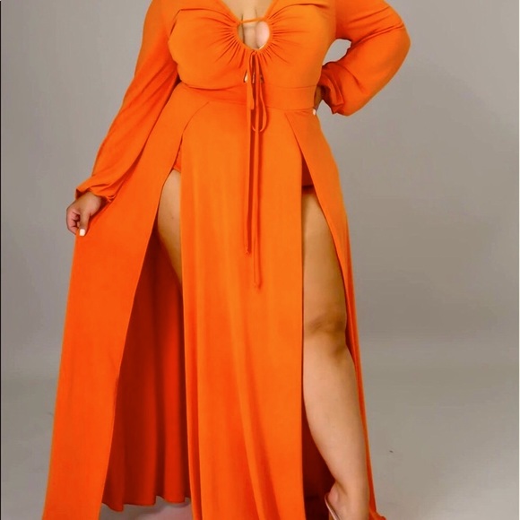 Elle Orange Cut Out Maxi Dress - Picture 1 of 8